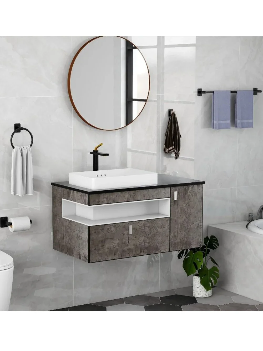 Black Bathroom Hardware Set 4PC 24
